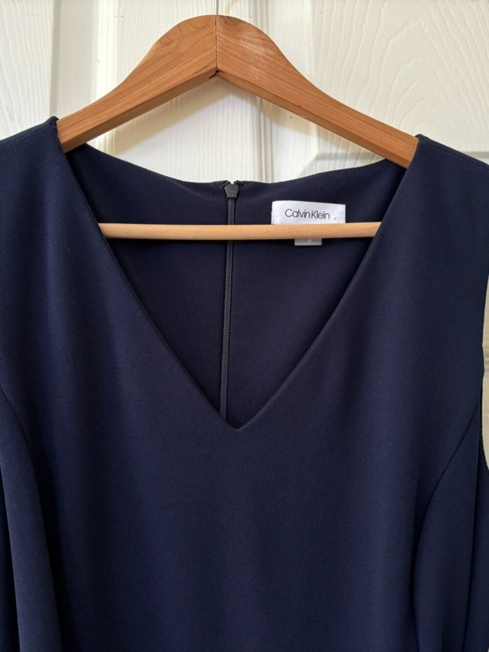 Calvin Klein Navy Sleeveless V-Neck Cropped Wide Leg Belted Jumpsuit 10 - Picture 5 of 9